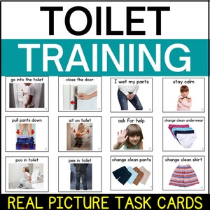 自閉症の生活スキルのためのトイレトレーニング | リアルピクチャータスクカード | SPED
