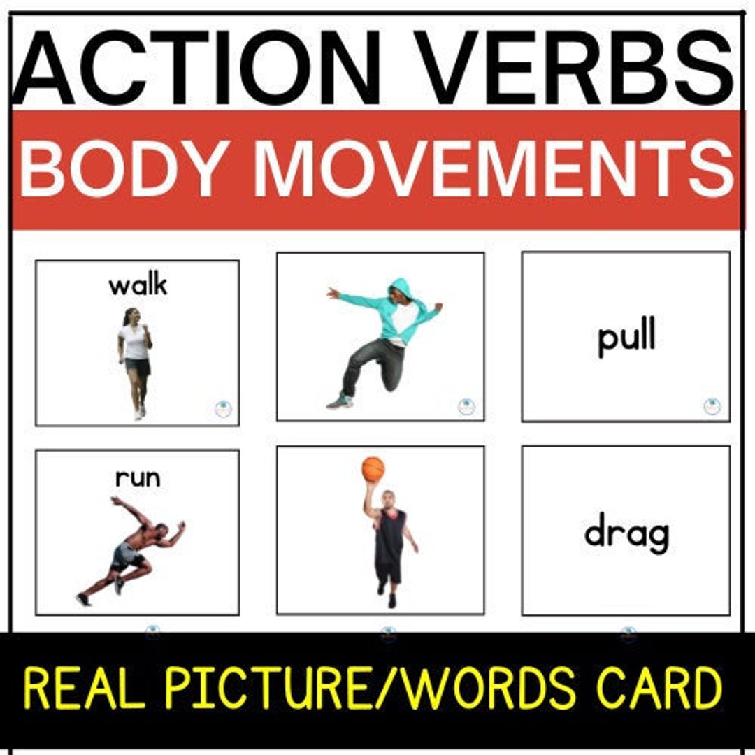 ESL Flashcards Action Verbs Movements Photo Picture Cards ELL SPED Etsy