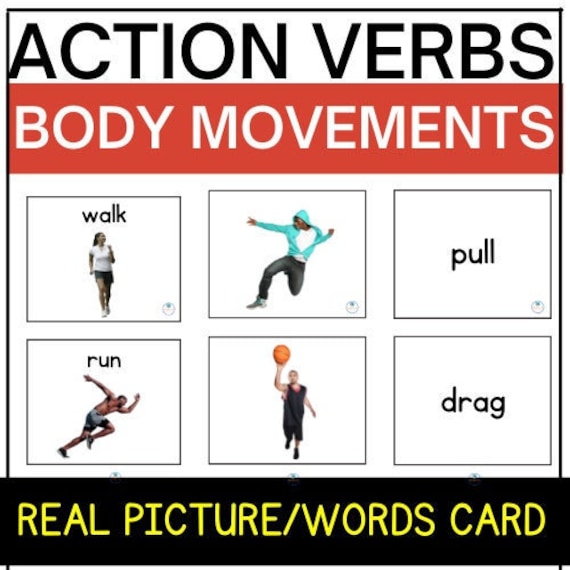 ESL Flashcards Action Verbs Movements Photo Picture Cards ELL Etsy