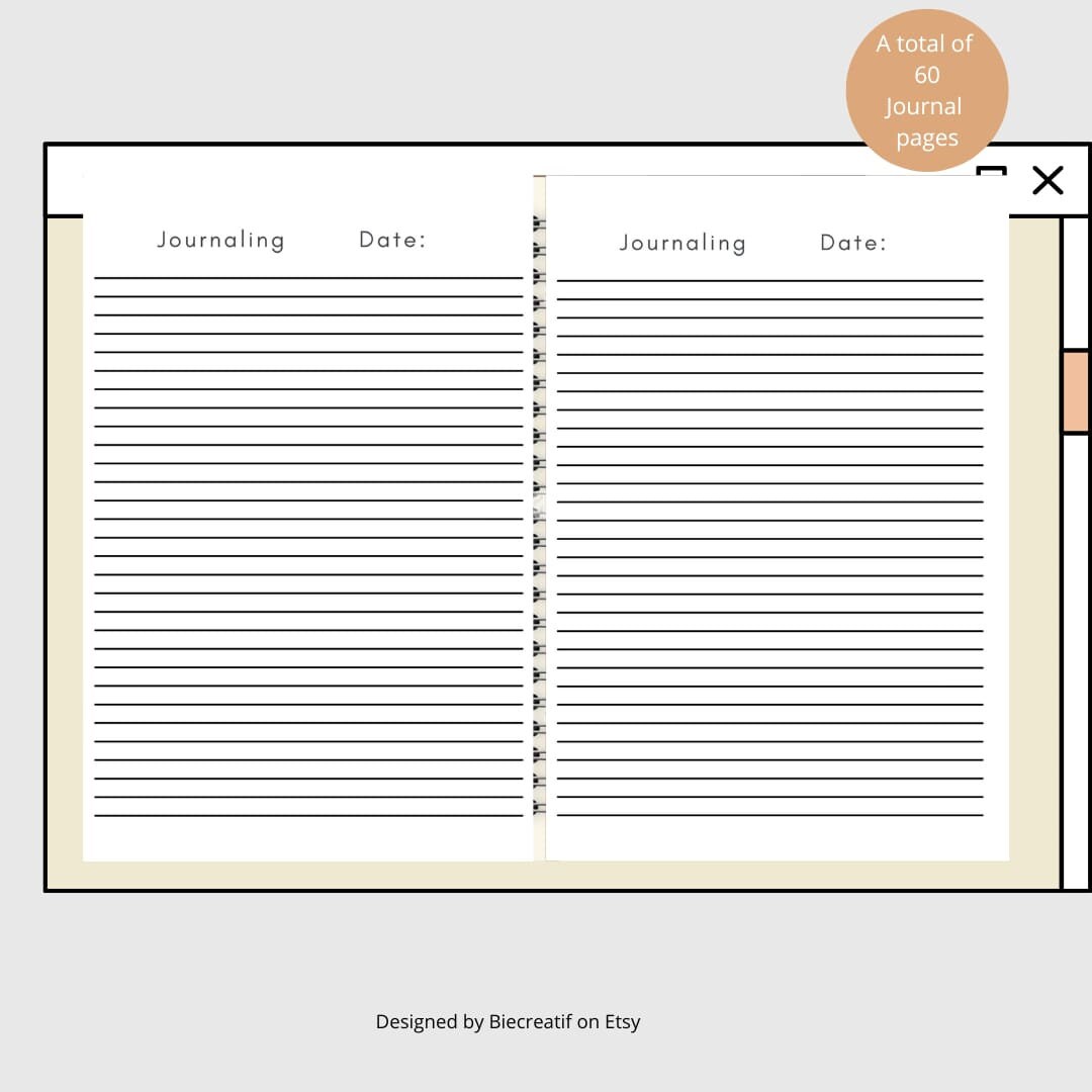 Digital Writing Journal, Printable Writing Journal, Journal 2022, 60