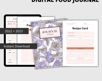 Digital Food Journal, Daily Food Journal, Digital Recipe Book, Food Dairy, Food Tracker, Meal Planner Printable, Fitness Diet