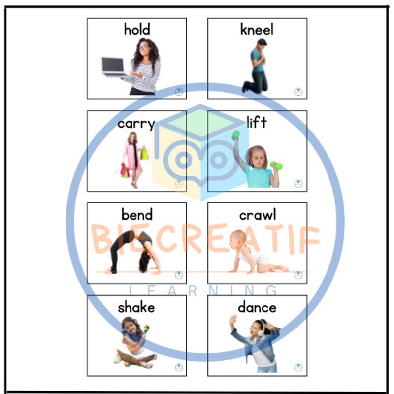ESL Flashcards Action Verbs Movements Photo Picture Cards ELL Etsy