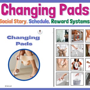Changing Pads Social Story | Adapted Book | Schedule | Rewards System |  Daily Living Skills | Interactive Book | Autism |  Speech Therapy