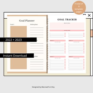 Goals Tracker, Goal Planner, Goal Checklist, Digital Goal Planner, Printable Goal Setting, 2022 Goal Planner, Habit Tracker