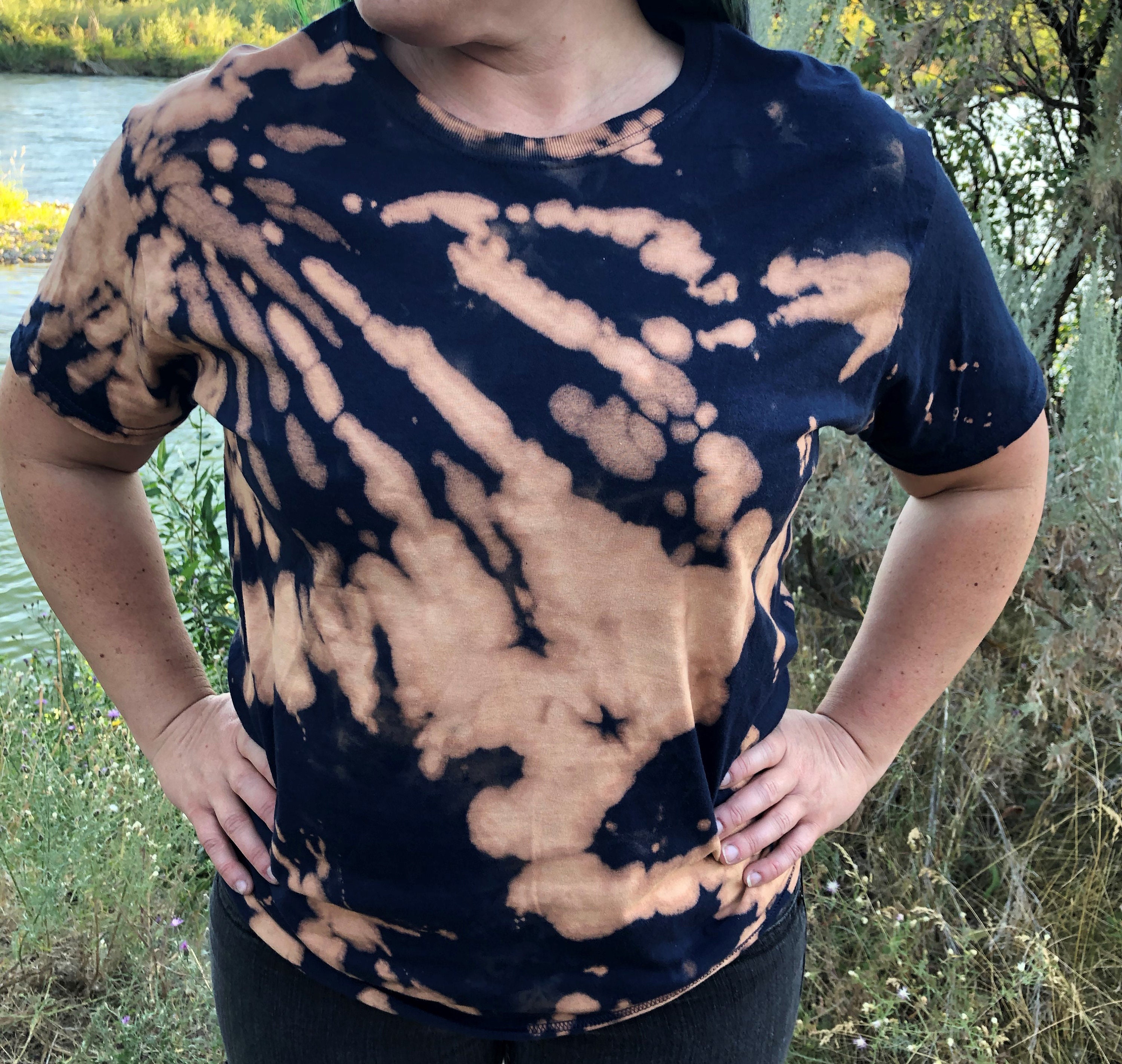 Navy Blue Acid Wash/tie Dye T Shirt Etsy Singapore