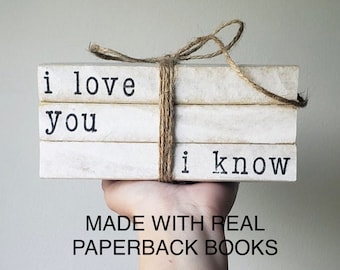 Star Wars inspired books, Star Wars stamped books, Star Wars book stack, I love you I know, Star Wars home decor, Star Wars decor,valentines