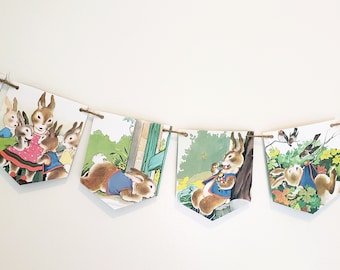 The Tale of Peter Rabbit book banner, Peter Rabbit nursery decor, Peter Rabbit baby shower decor, Peter Rabbit party, Peter Rabbit party