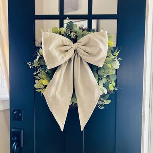 Oversized bow, big bow, fabric bow, wreath fabric bow, jumbo bow, farmhouse bow, bow decor, wall bow, door bow, gingham bow