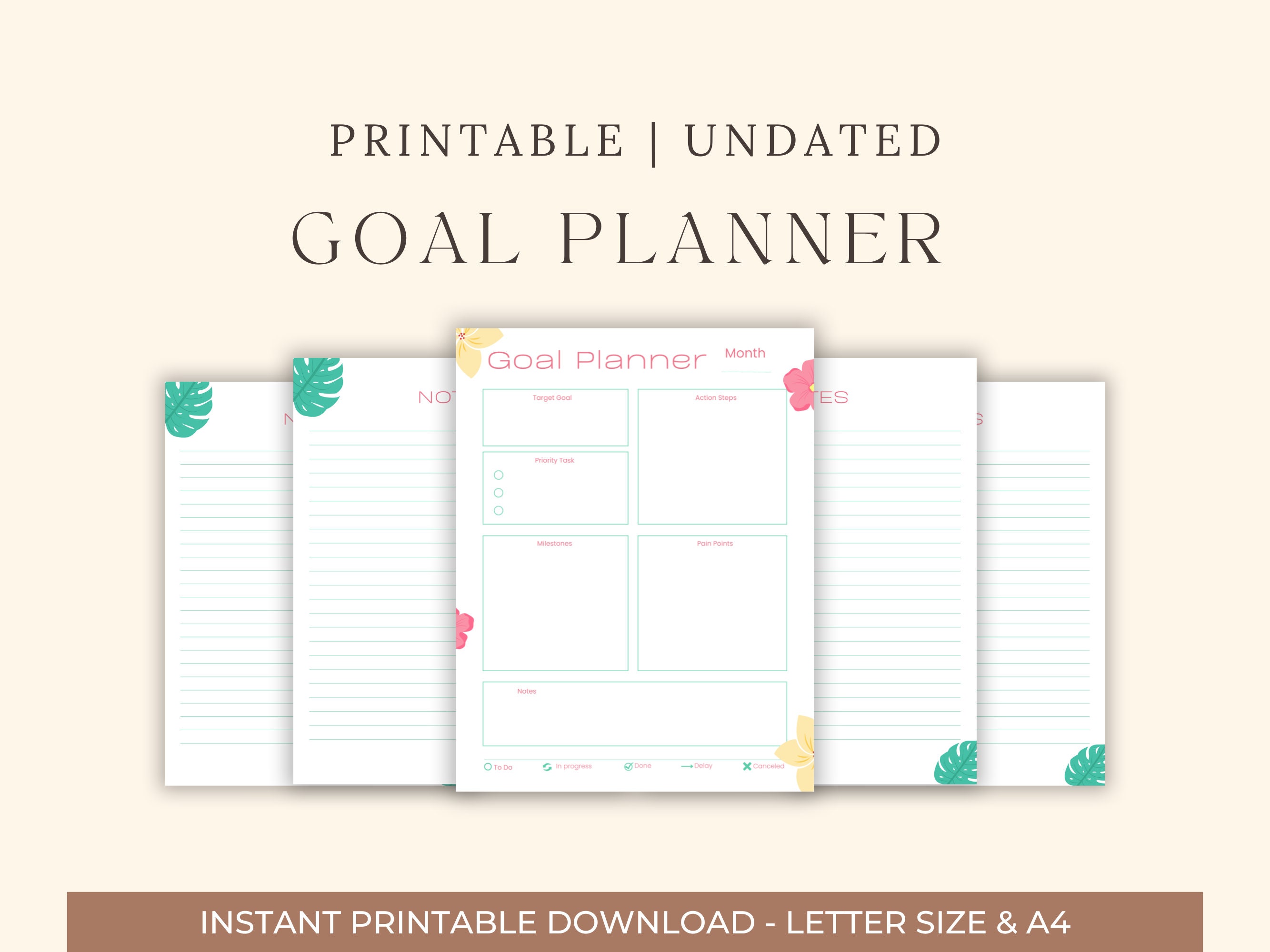 Goal Planner| Printable Goal Setting Template| Personal Development ...