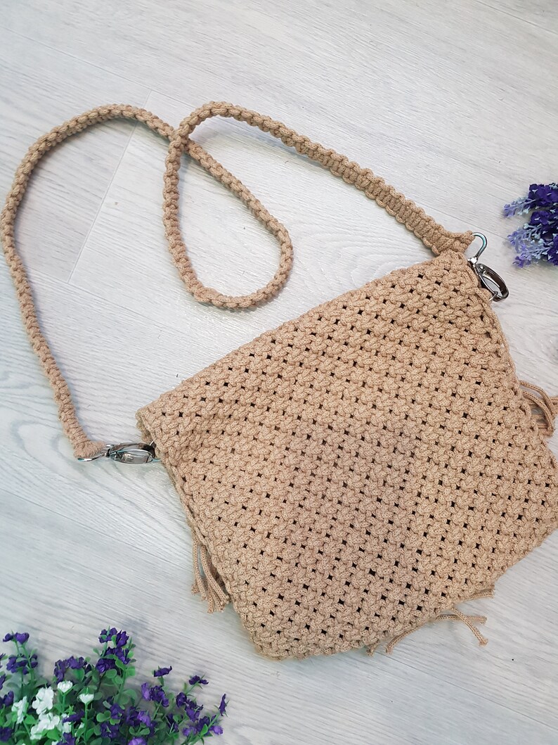 Handmade Macrame Bag with Wooden Handles,cotton thread,Eco Friendly,Stylish and fashionable,Handbag,Crossbody Bag,Macrame Clutch Purse