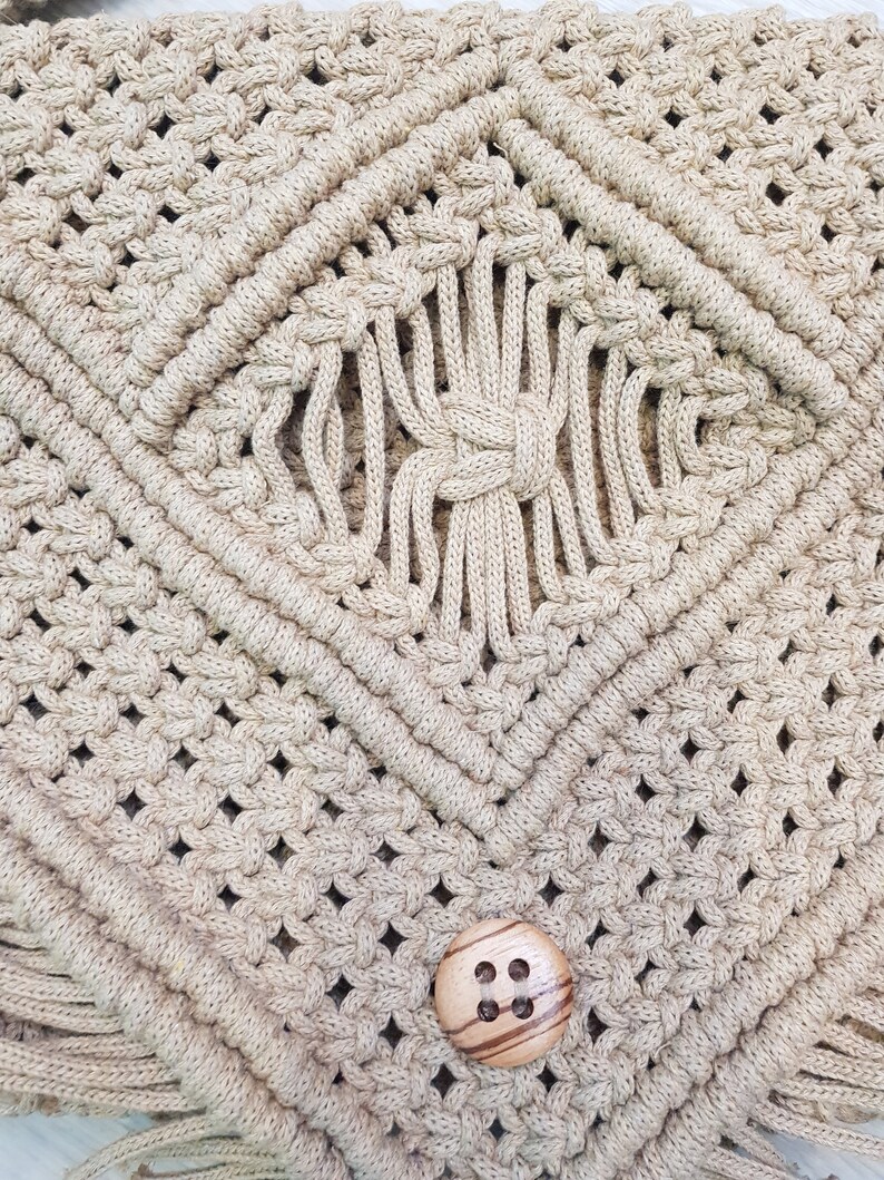 Handmade Macrame Bag with Wooden Handles,cotton thread,Eco Friendly,Stylish and fashionable,Handbag,Crossbody Bag,Macrame Clutch Purse