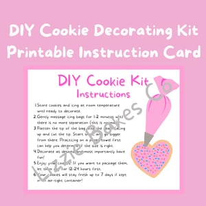 DIY Cookie Decorating Kit Instructions Card, Digital Download for Bakers, Printable Cookie Decorating Instructions