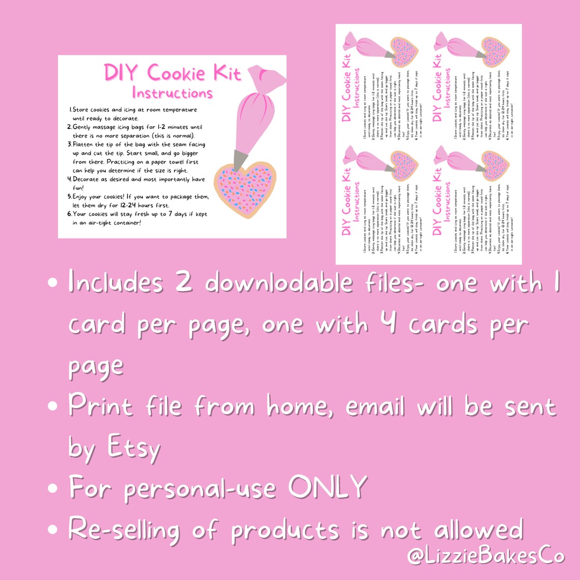 DIY Cookie Decorating Kit Instructions Card Digital Download For Diy cookie decorating kit instructions card digital download for
