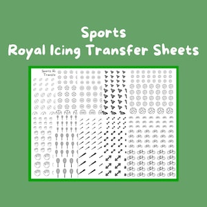 Sports Royal Icing Transfer Sheets, set van 10 afdrukbare vellen, digitale download voor bakkers, koekjes versieren