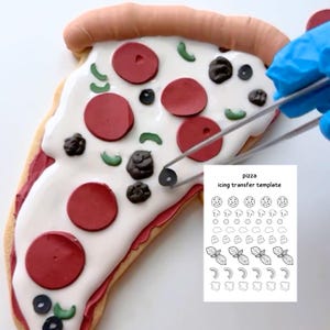 Hojas de transferencia de glaseado real para pizza, plantillas imprimibles para decorar galletas