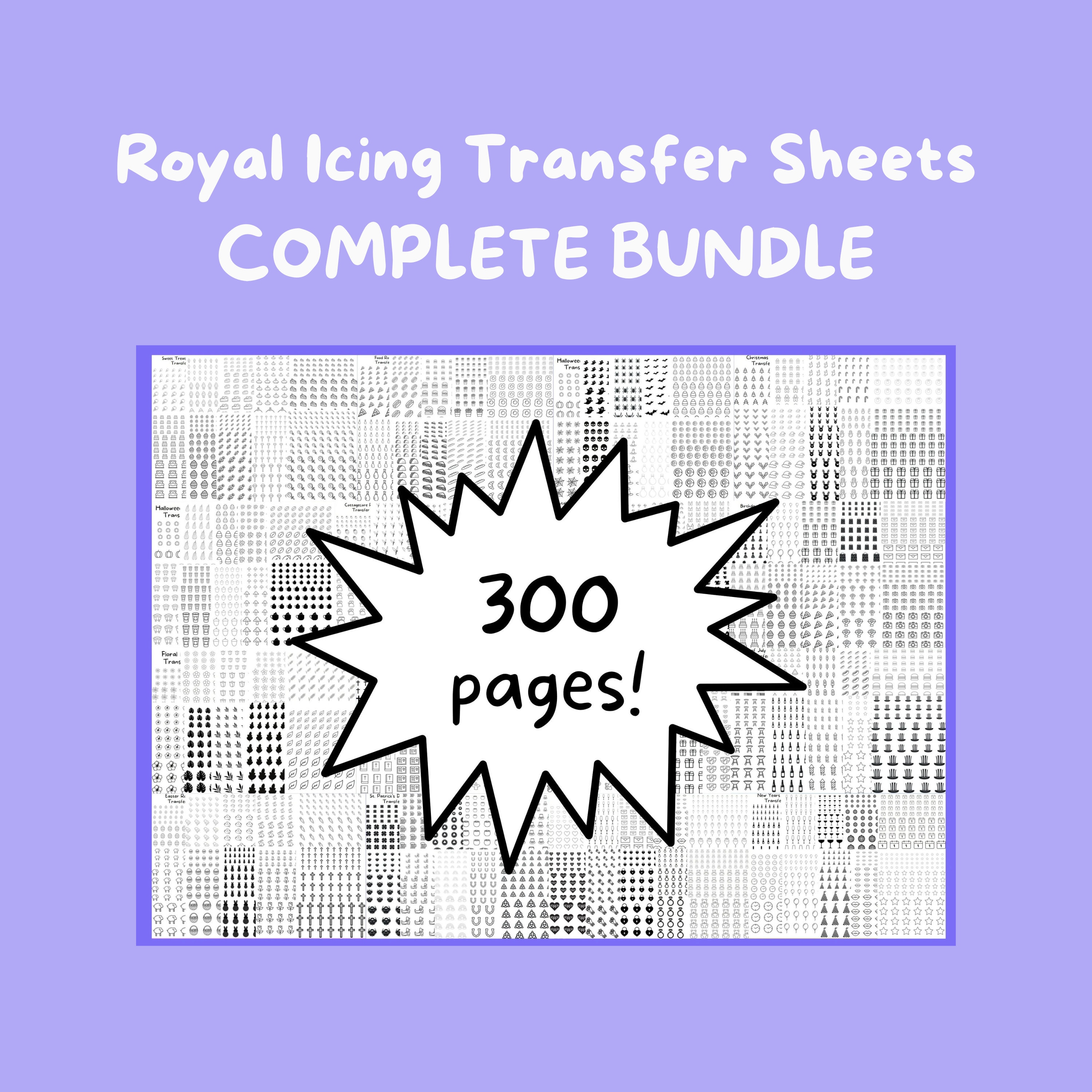 Ultimate Royal Icing Transfer Sheet Bundle, Set of 10 Printable Sheets ...
