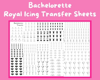 Bachelorette Royal Icing Transfer Sheets, Conjunto de 10 hojas imprimibles, Descarga digital para panaderos, Decoración de galletas