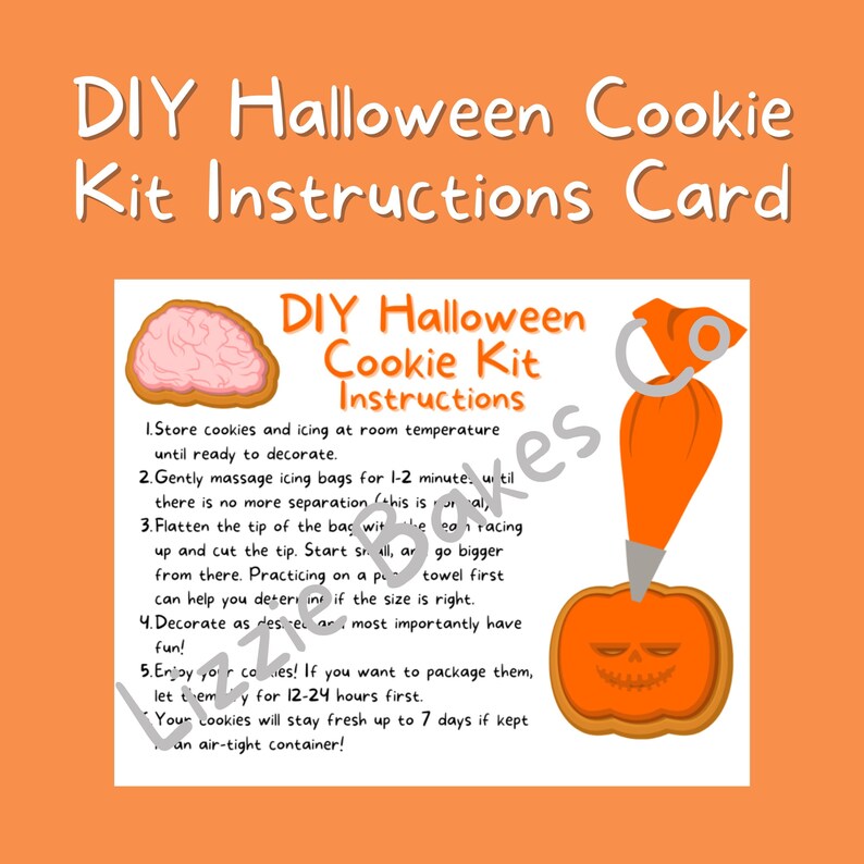 DIY Halloween Cookie Decorating Kit Instructions Card Digital Etsy