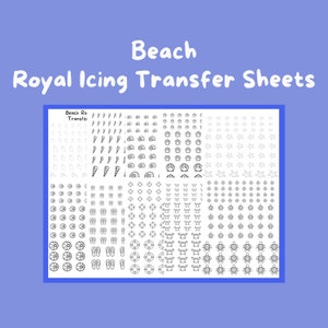 Strand Royal Icing Abziehbilder, Set von 10 druckbare Bögen, digitaler Download für Bäcker, Cookie Dekorieren