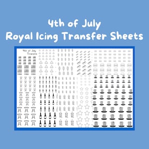 Fogli di trasferimento della glassa reale del 4 luglio, set di 10 fogli stampabili, download digitale per panettieri, decorazione di biscotti