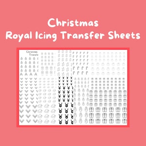 Christmas Royal Icing Transfer Sheets, set van 10 afdrukbare vellen, digitale download voor bakkers, koekjes versieren