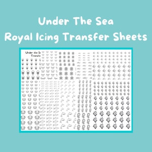 Under The Sea Royal Icing Transfer Sheets, set van 10 afdrukbare vellen, digitale download voor bakkers, koekjes versieren