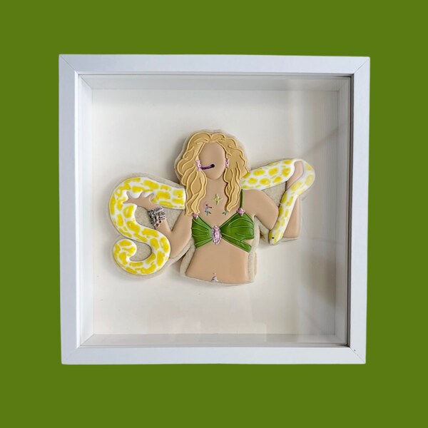 Framed Britney Spears Snake Art Piece | Decorated Cookie Art by LizzieBakesCo. (NOT EDIBLE)