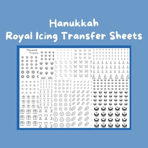 Hanukkah Royal Glaçage Feuilles de transfert, Ensemble de 10 feuilles imprimables, Téléchargement numérique pour les boulangers, Décoration de biscuits