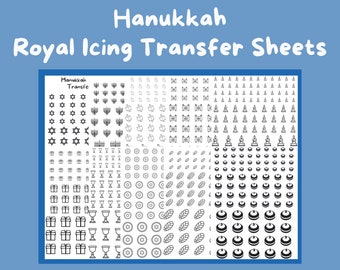 Hanukkah Royal Icing Transfer Sheets, Conjunto de 10 hojas imprimibles, Descarga digital para panaderos, Decoración de galletas