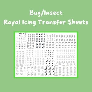 Bug Royal Icing Transfer Sheets, set van 10 afdrukbare vellen, digitale download voor bakkers, koekjes versieren
