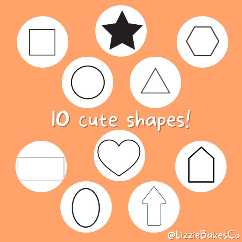 Basic Shapes Royal Icing Transfer Sheets, Set of 10 Printable Sheets