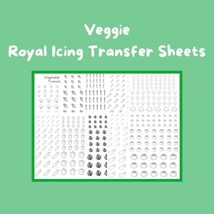 Veggie Royal Icing Transfer Sheets, set van 10 afdrukbare vellen, digitale download voor bakkers, koekjes versieren