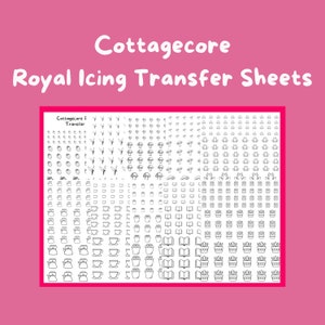Cottagecore Royal Icing Transfer Sheets, set van 10 afdrukbare vellen, digitale download voor bakkers, koekjes versieren