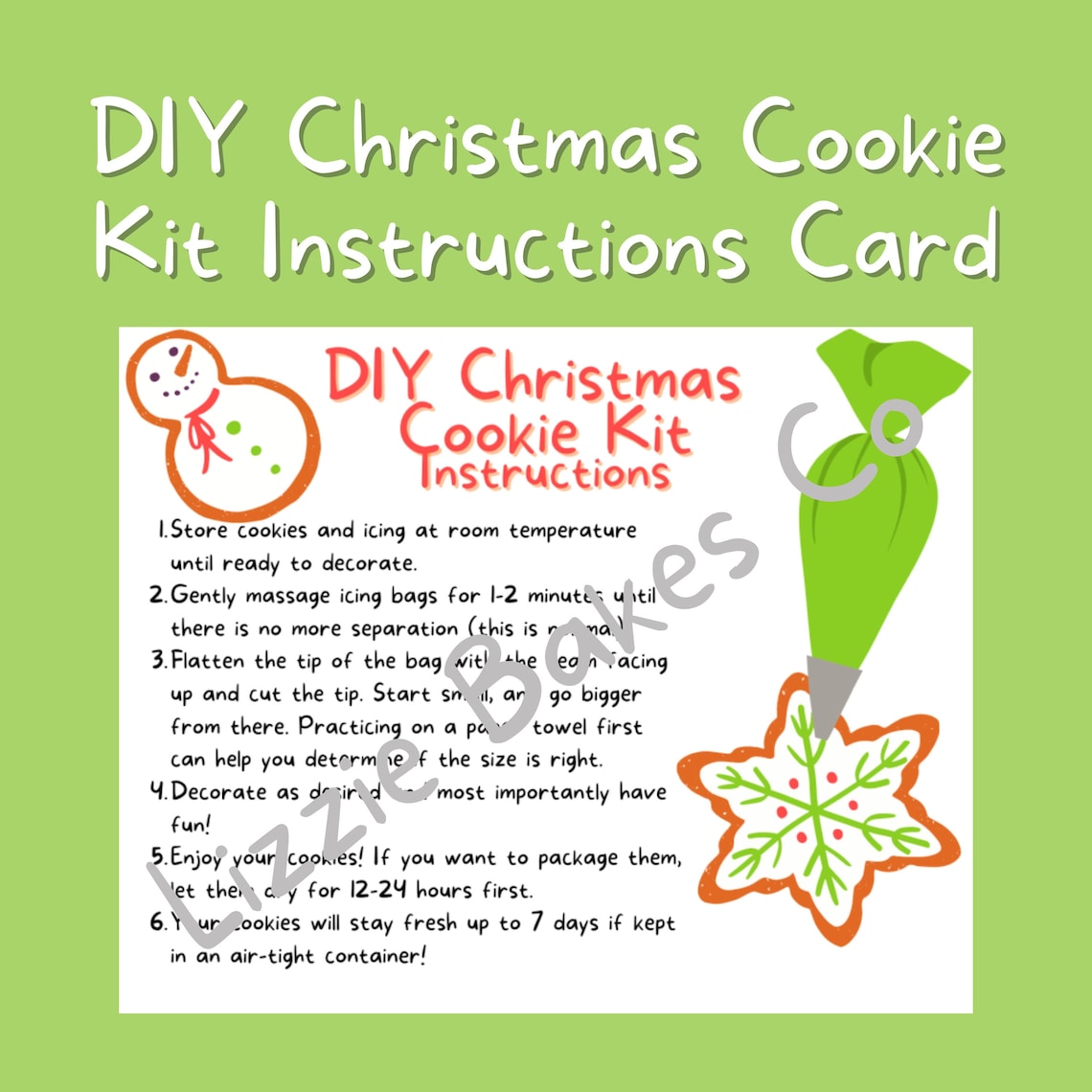DIY Christmas Cookie Decorating Kit Instructions Card Digital Etsy
