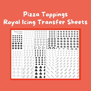 Pizza Royal Icing Transfer Sheets, set van 10 afdrukbare vellen, digitale download voor bakkers, koekjes versieren