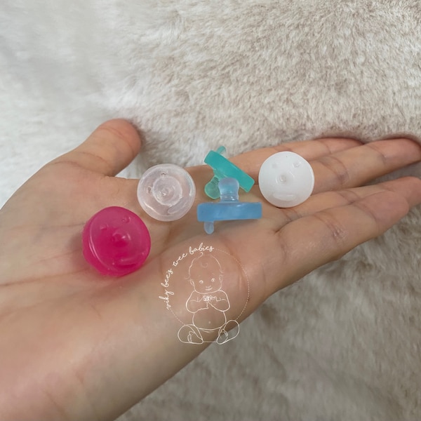 Solid silicone miniature pacifers~5colours~3sizes~For mini silicone and ooak dolls ,reborns,