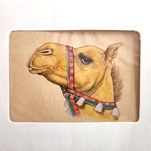 Miniatura di cammello del Rajasthan come regalo | Dipinti tradizionali indiani sulla fauna selvatica | Arte murale di navi nel deserto per decorazioni | Arte della fauna selvatica