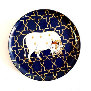 Hand painted Pichwai Shrinath ji cow painting Traditional  handmade painting of cow  Krishna cow watercolor painting  Indian miniature art