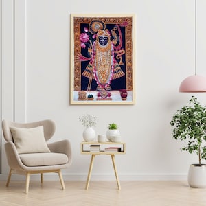 Hand Painted Shrinathji Pichwai painting l Handmade Radha krishna Canvas pichwai painting l Original Lord Krishna wall art for home