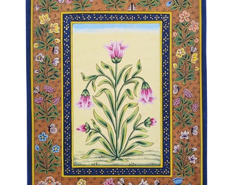 Redbell flower Handmade Paper painting for wall l Original flower Indian miniature Art for Gift l Hand painted flower Art for Home Decor
