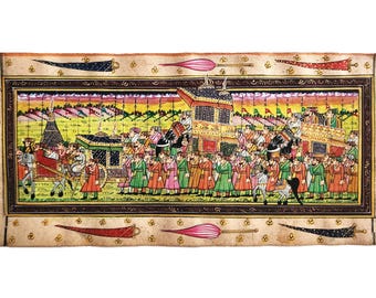 インド・マハラジャ絵画5点セット/額装入り ミニチュアマハラジャ絵画：紙に描かれたヴィンテージインド肖像画