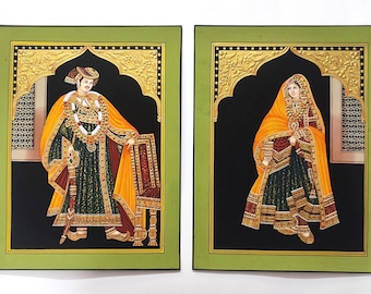 Mughal Maharaja & Maharani-porträtt: Indisk miniatyrmålning