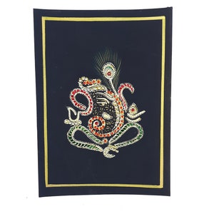 Zestaw 3 ręcznie robionych abstrakcyjnych obrazów Ganesha 7 x 5 cali l Indyjska współczesna sztuka ścienna Ganesh ji l Obraz akwarelowy Ganpati na prezent