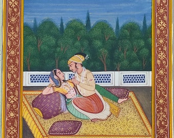 ムガル帝国皇帝シャー・ジャハーンの細密画：インドのヴィンテージ