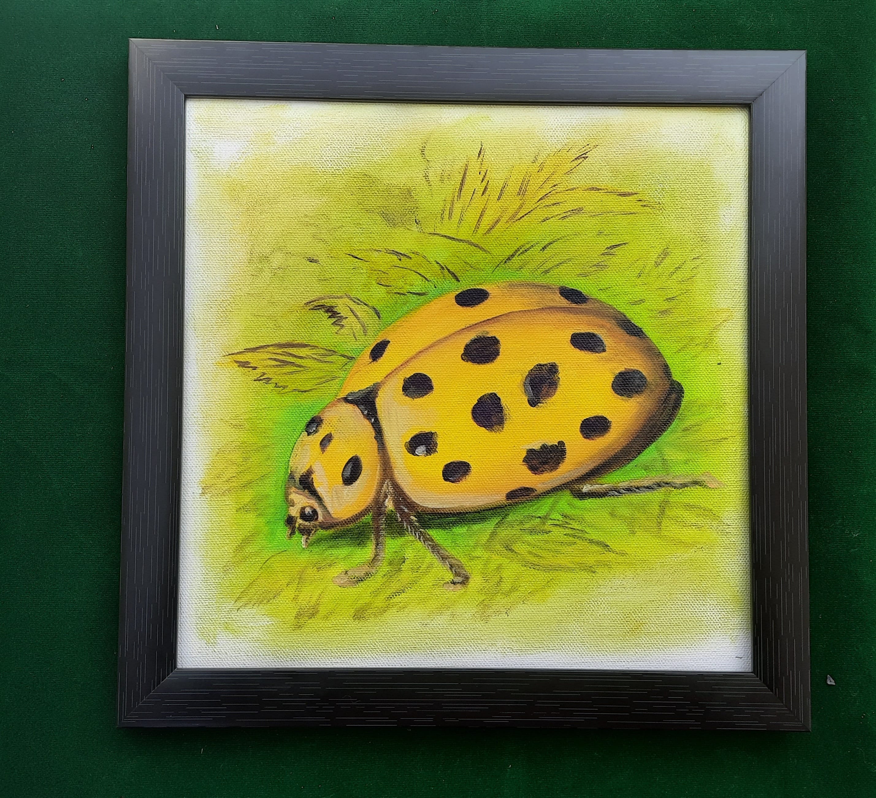 てんとう虫と甲虫の油絵（キャンバス）：昆虫の壁掛けアート - Etsy 日本