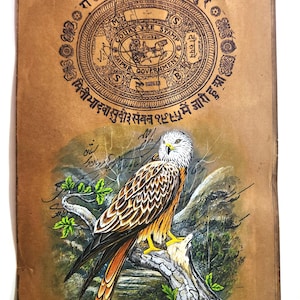Vintage Art | Indian Miniature Birds Painting Of Eagle Finest Gouache Art Work On Vintage Paper | Mughal Painting | Bird Art For Wall Decor