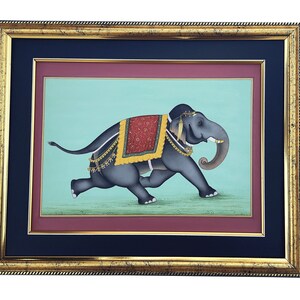 Origineel olifant Indiaas miniatuurschilderij op papier I handgeschilderde Royal Elephant Wall Art voor decoratie l Indiase olifant foto