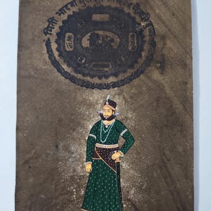 Indian Maharaja portrait Miniature painting on Old Paper l Royal Emperor watercolor artwork for decor l Rajasthani King Painting for gift