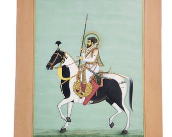 Miniatuurschilderij Mughal King Sahajahan: Indiase ruiterkunst