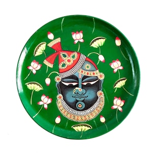 Handmade Pichwai Shrinath ji wooden painting for home temple wall decor Indian Miniature  ShreeNath Ji face Painting for wedding gift